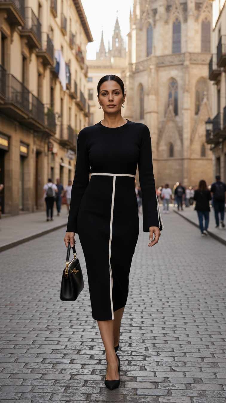 Vestido negro midi elegante | Stylicious