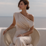 Vestido largo beige asimetrico | Stylicious (18)