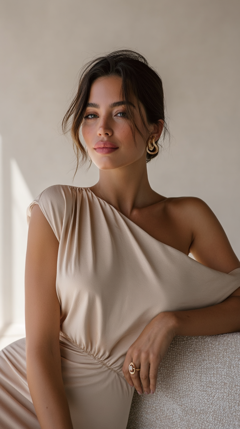 The Asymmetric Second Skin Dress | Beige3