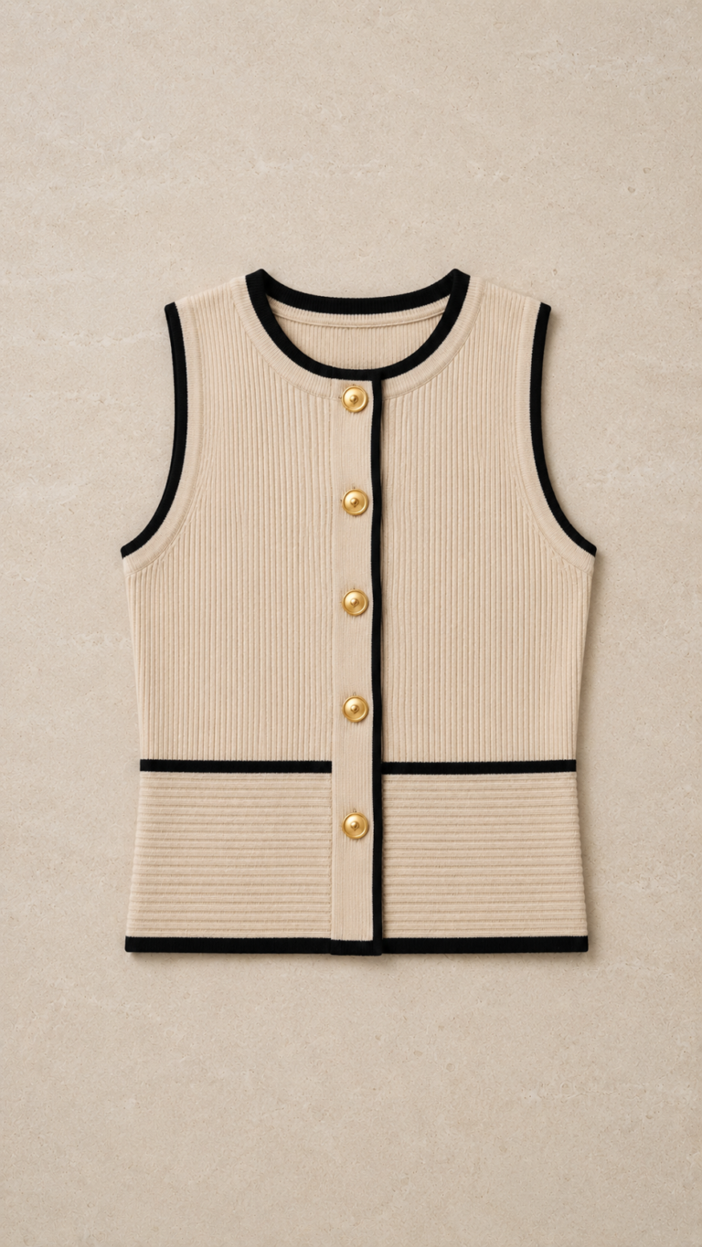 Conjunto top y falda beige elegante | Stylicious packshot.