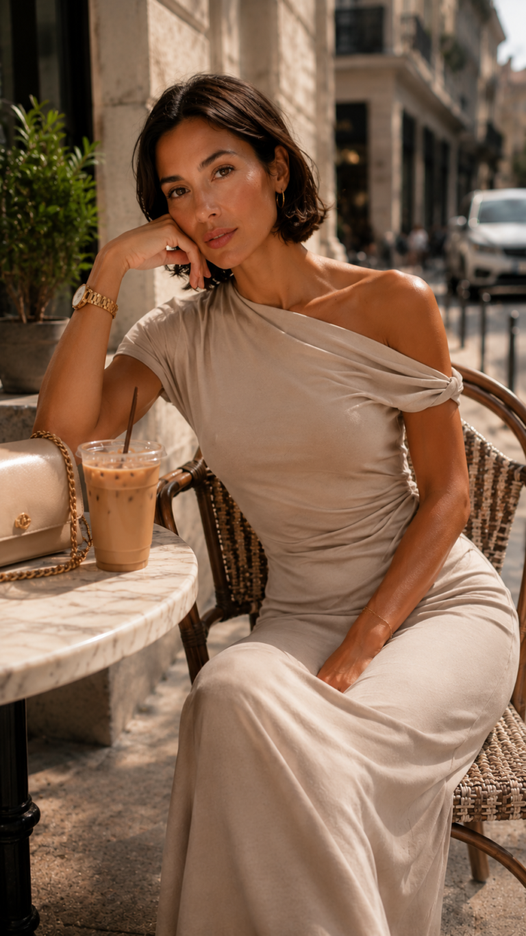 Vestido largo asimetrico elegante | Stylicious