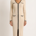 Vestido midi beige elegante | Stylicious (7)