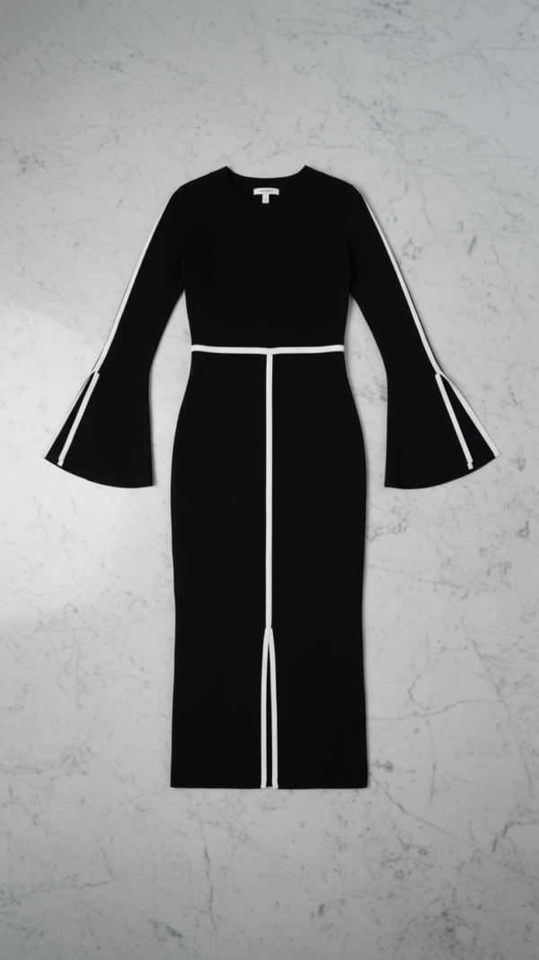 Vestido negro midi elegante | Stylicious (7)