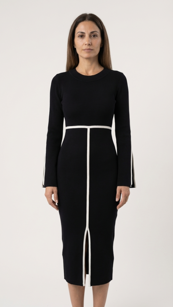 Vestido negro midi elegante | Stylicious (4)
