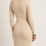Vestido midi beige elegante | Stylicious (9)