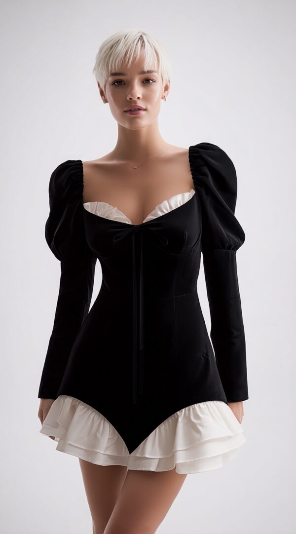 Vestido corto blanco y negro | Stylicious (12)