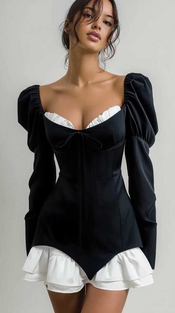 Vestido corto blanco y negro | Stylicious (9)