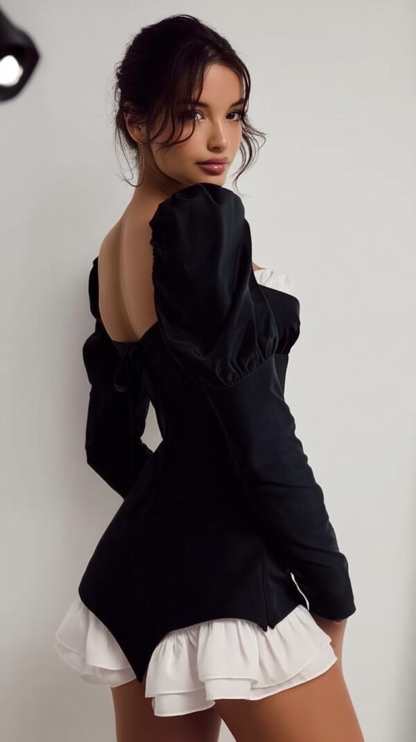 Vestido corto blanco y negro | Stylicious (8)