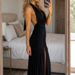 Vestido largo negro con nudo | Stylicious (20)