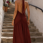 Vestido largo marron con nudo | Stylicious (5)