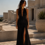 Vestido largo negro con nudo | Stylicious (2)