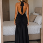 Vestido largo negro con nudo | Stylicious (22)