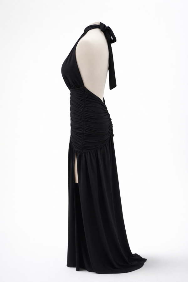 Vestido largo negro con nudo | Stylicious (24)
