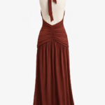 Vestido largo marron con nudo | Stylicious (13)