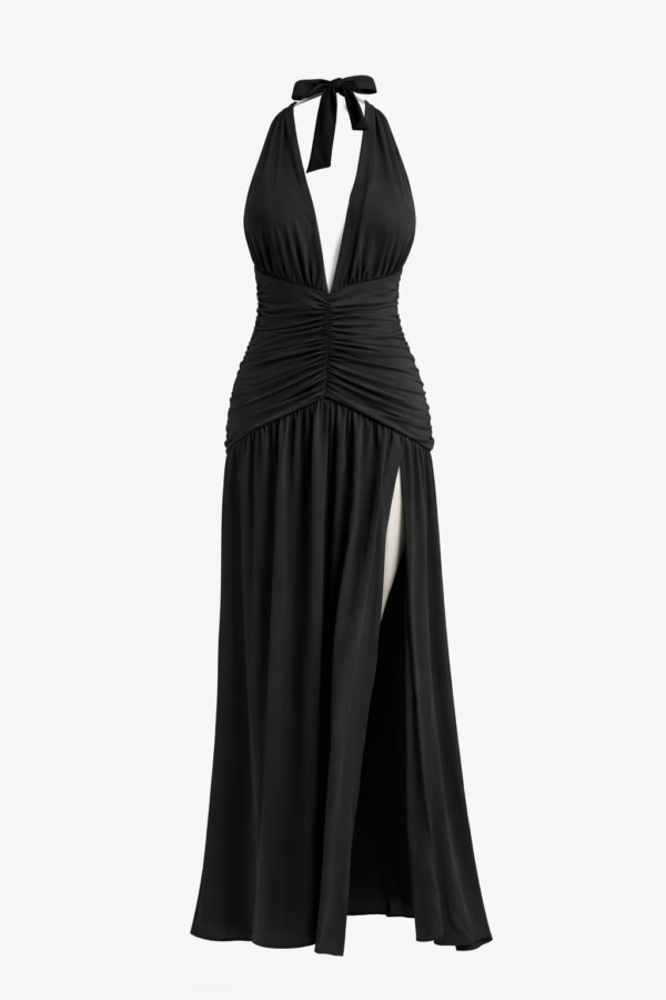 Vestido largo negro con nudo | Stylicious (23)