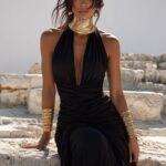 Vestido largo negro con nudo | Stylicious (6)