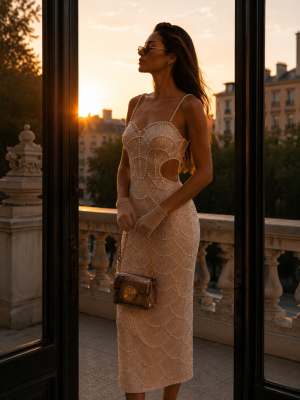 Vestido midi con perlas de fiesta | Stylicious (22)