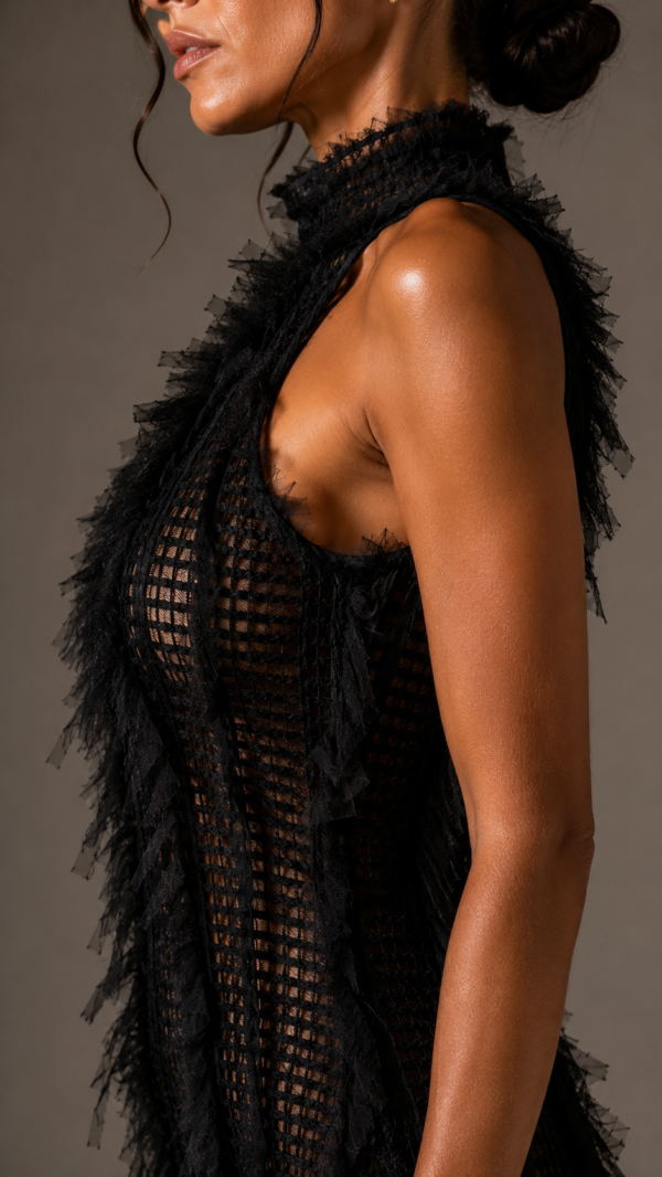 Vestido negro elegante de cuello alto | Stylicious (9)