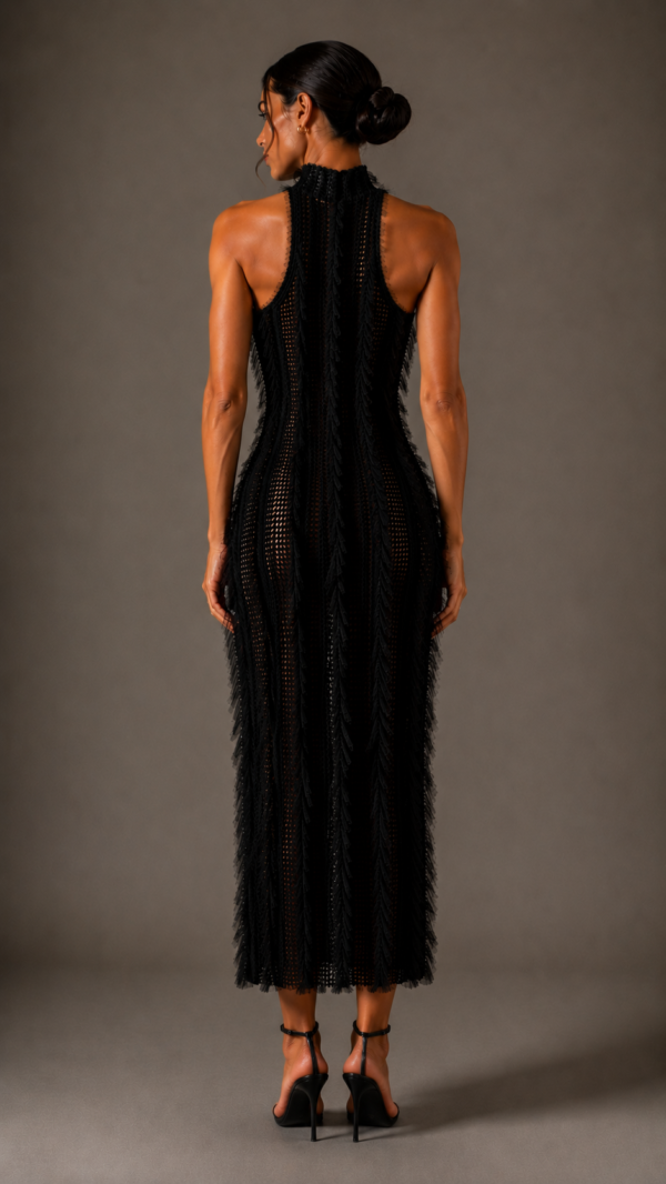 Vestido negro elegante de cuello alto | Stylicious (7)