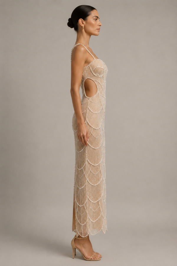 Vestido midi con perlas de fiesta | Stylicious (3)