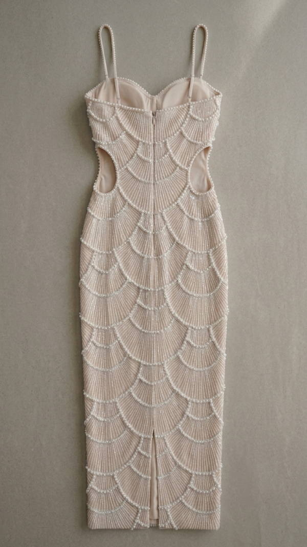 Vestido midi con perlas de fiesta | Stylicious (10)