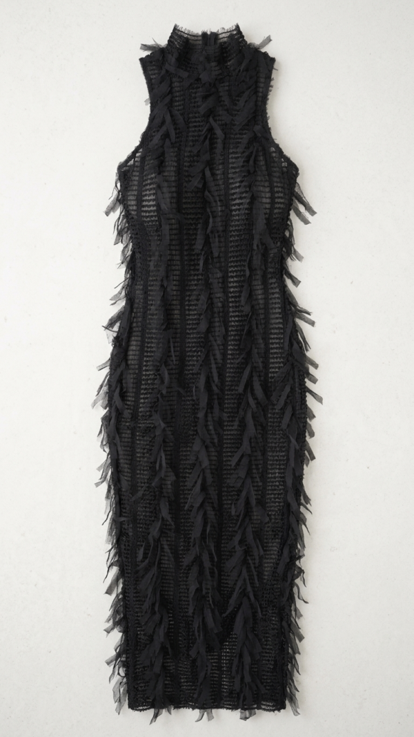 Vestido negro elegante de cuello alto | Stylicious (12)