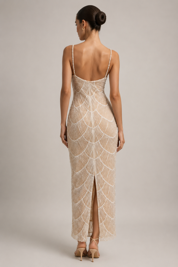Vestido midi con perlas de fiesta | Stylicious (4)
