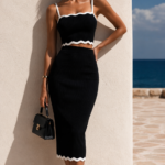 Conjunto top y falda negro de punto | Stylicious