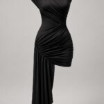 Vestido negro drapeado elegante | Stylicious (18)