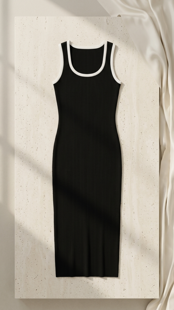 Vestido negro y blanco de punto | Stylicious (10)