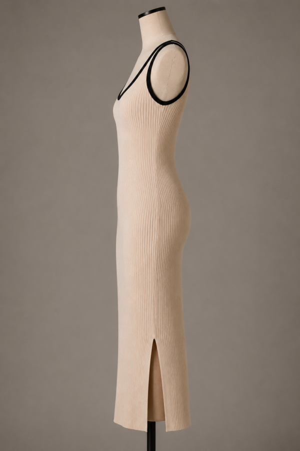 Vestido de punto beige y negro | Stylicious (11)