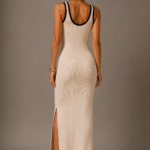 Vestido de punto beige y negro | Stylicious (4)