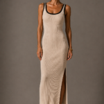 Vestido de punto beige y negro | Stylicious (2)