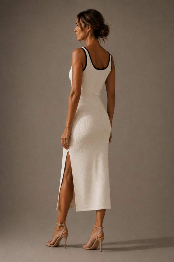 Vestido blanco y negro de punto | Stylicious (18)