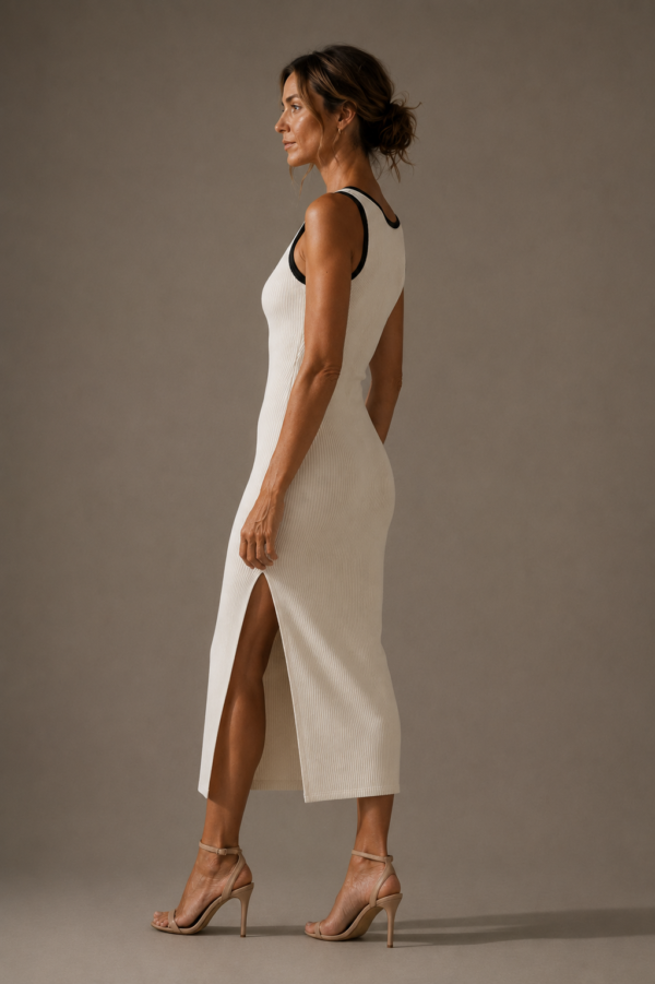 Vestido blanco y negro de punto | Stylicious (13)