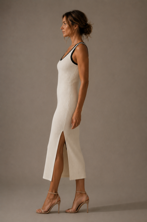 Vestido blanco y negro de punto | Stylicious (20)