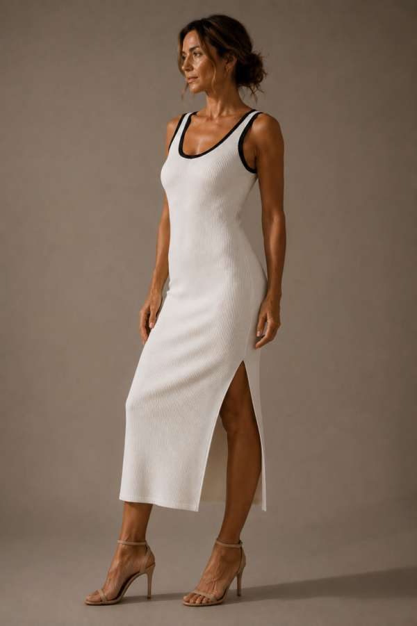 Vestido blanco y negro de punto | Stylicious (15)