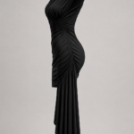 Vestido negro drapeado elegante | Stylicious (17)