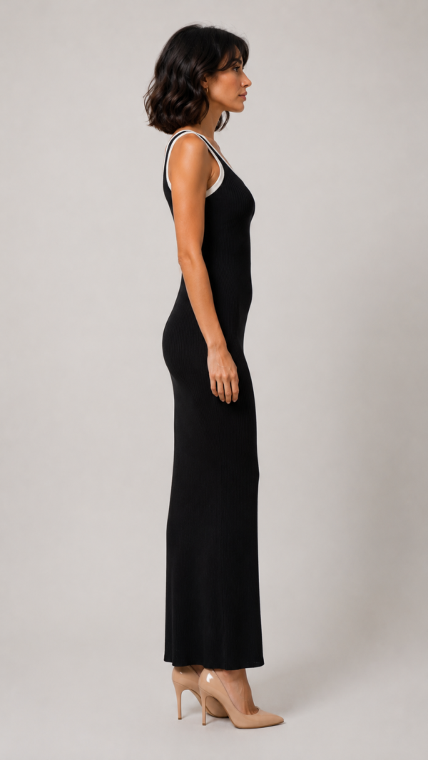 Vestido negro y blanco de punto | Stylicious (3)