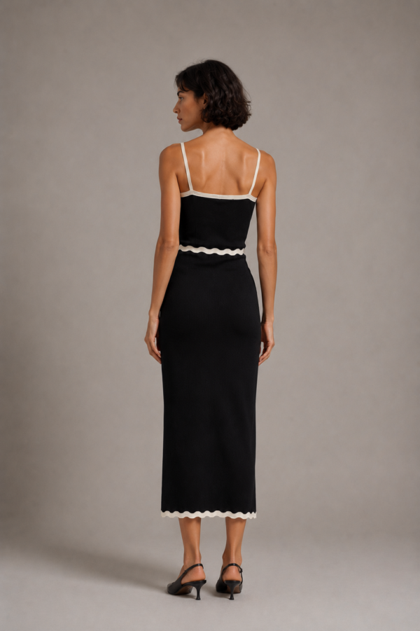 Conjunto top y falda negro de punto | Stylicious (4)