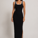 Vestido negro y blanco de punto | Stylicious (2)