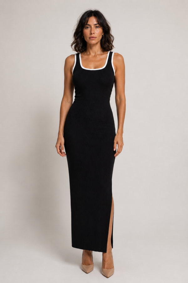 Vestido negro y blanco de punto | Stylicious (2)