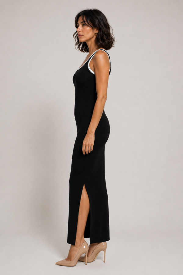 Vestido negro y blanco de punto | Stylicious (5)
