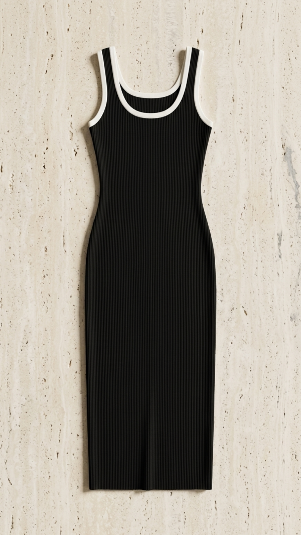 Vestido negro y blanco de punto | Stylicious (8) packshot