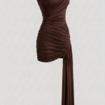 Vestido marron drapeado elegante | Stylicious packshot.jpg