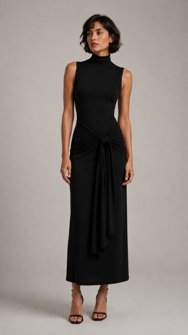 Vestido largo negro fluido | Stylicious (2)