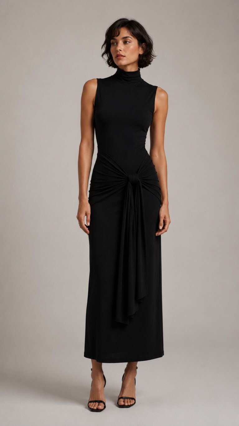 Vestido largo negro fluido | Stylicious (2)