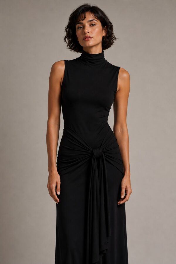 Vestido largo negro fluido | Stylicious (3)