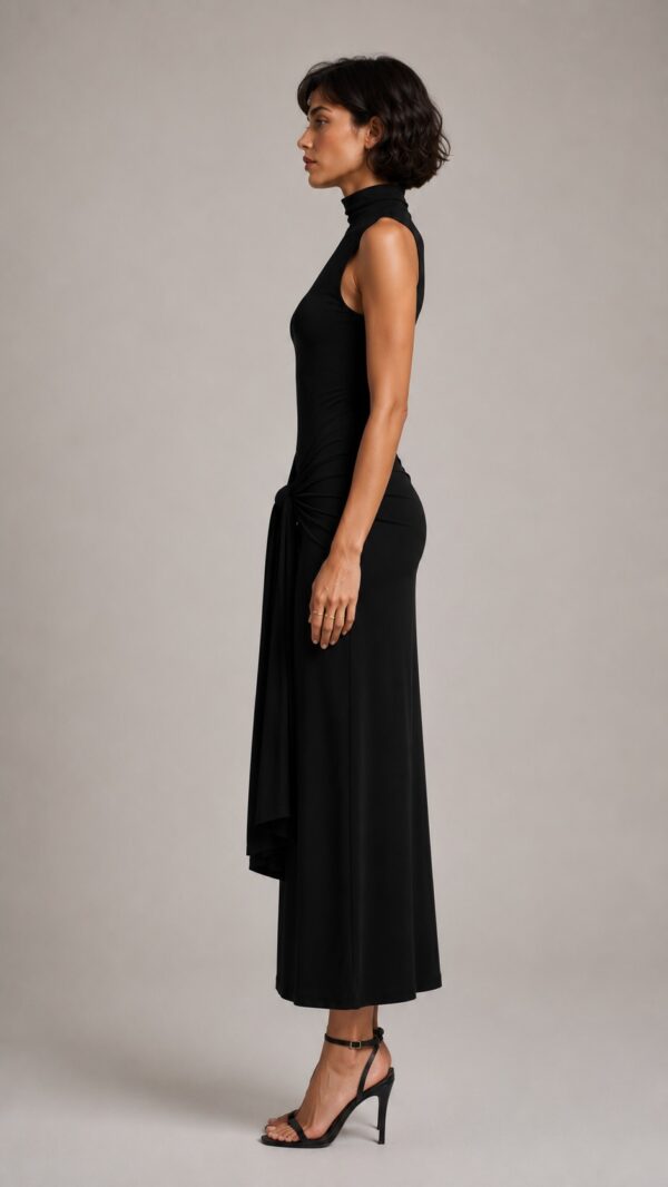Vestido largo negro fluido | Stylicious (4)