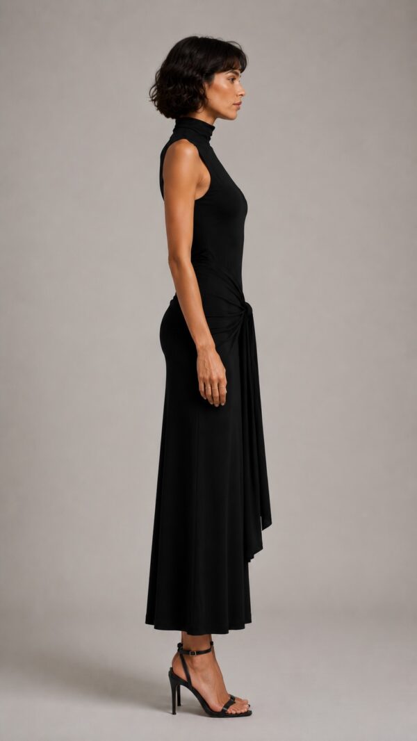 Vestido largo negro fluido | Stylicious (6)